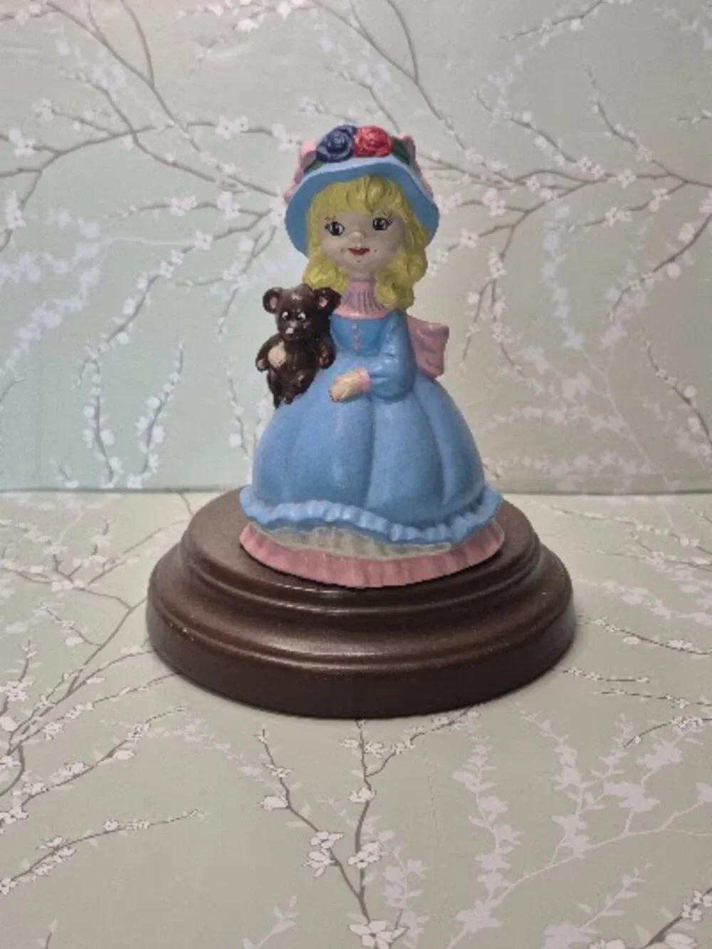 Vintage Girl With Teddy Bear Figurine